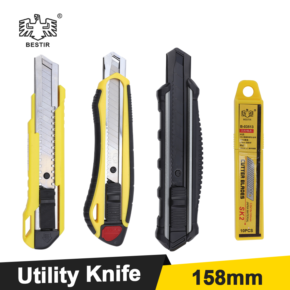 Woodworking Wallpaper - BESTIR Retractable Utility มีดกระดาษมีดใบมีดอลูมิเนียมใบมีด TPR ลื่นพกพาวอลล์เปเปอร์เครื่องตัด